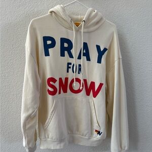 Aviator Nation Cream 'Pray for Snow' Hoodie with Navy & Red Graphic